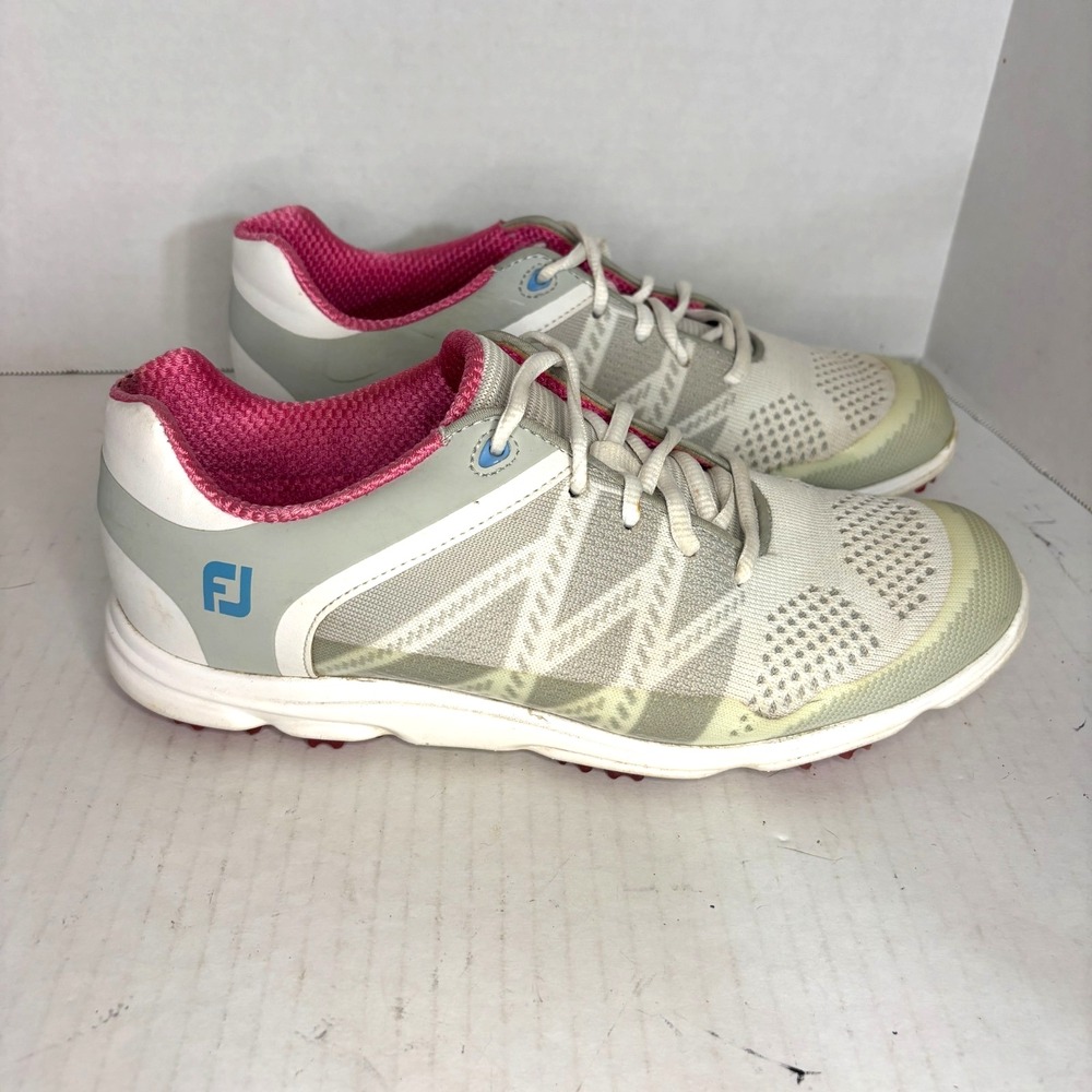 FootJoy Golf Shoes Womens 9 M 98027 White Gray Berry‎ Lightweight Lace Up